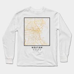 BOSTON MASSACHUSETTS CITY STREET MAP ART Long Sleeve T-Shirt